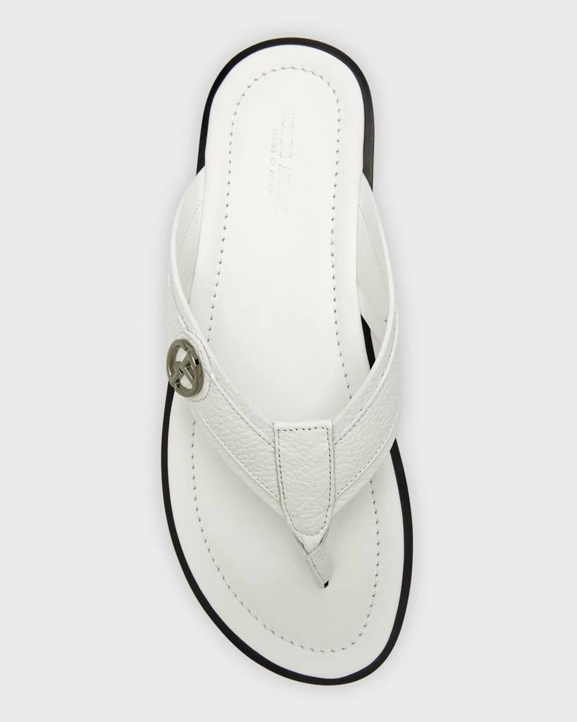 商品Giorgio Armani|Men's GA-Logo Leather Flip Flops,价格¥4805,第4张图片详细描述