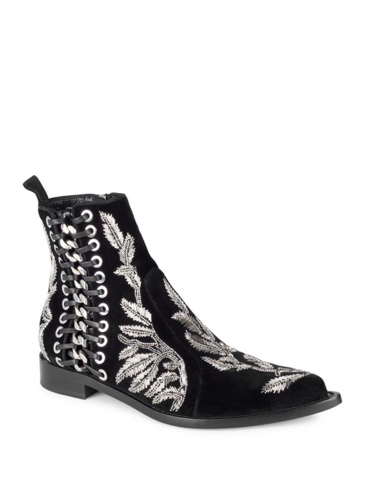 商品Alexander McQueen|Beaded Flat Suede Booties,价格¥7346,第1张图片