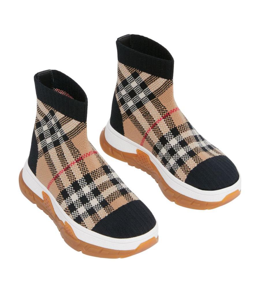 商品Burberry|Vintage Check Sock Sneakers,价格¥2537,第1张图片