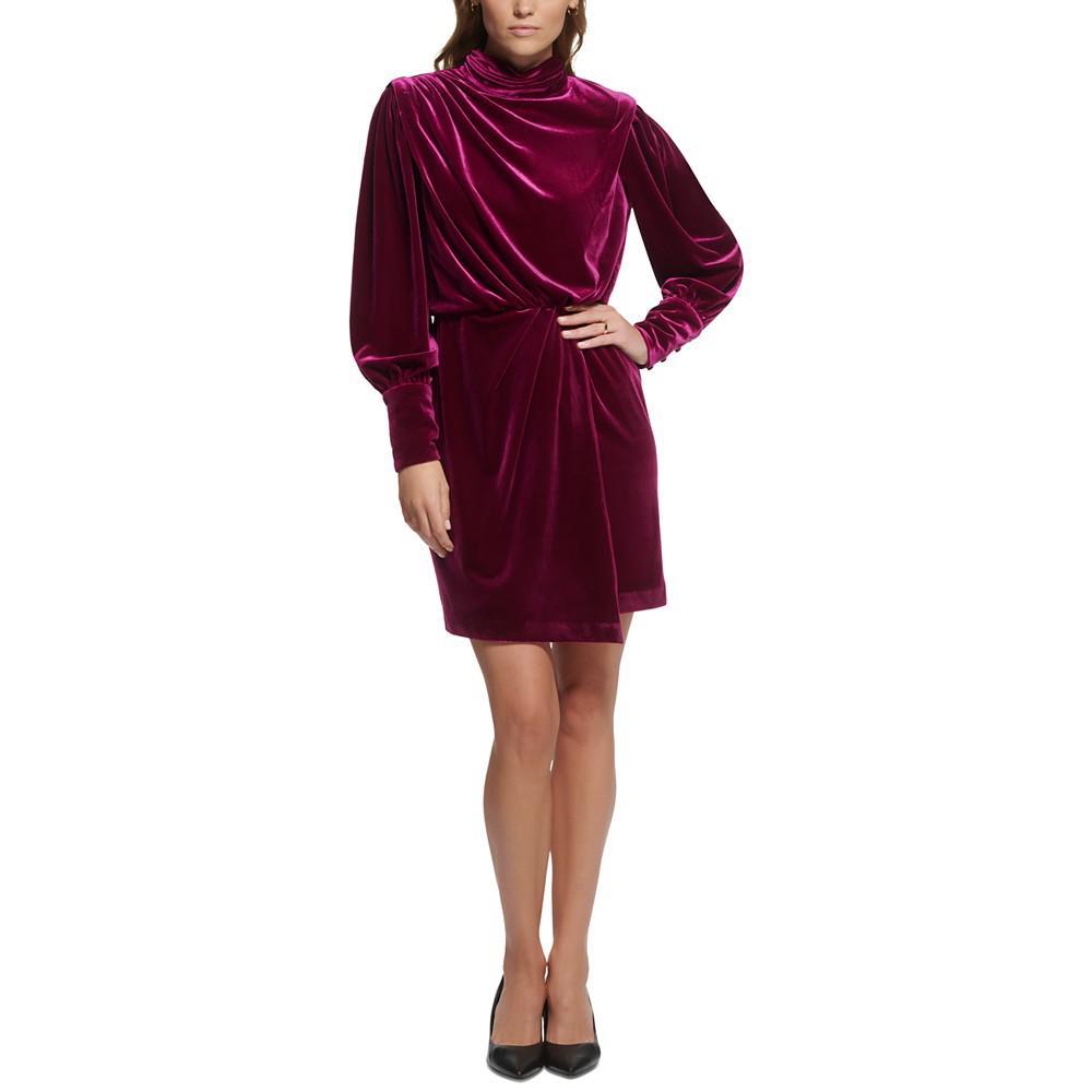 商品Karl Lagerfeld Paris|Women's Velvet Blouson A-Line Dress,价格¥1175,第1张图片