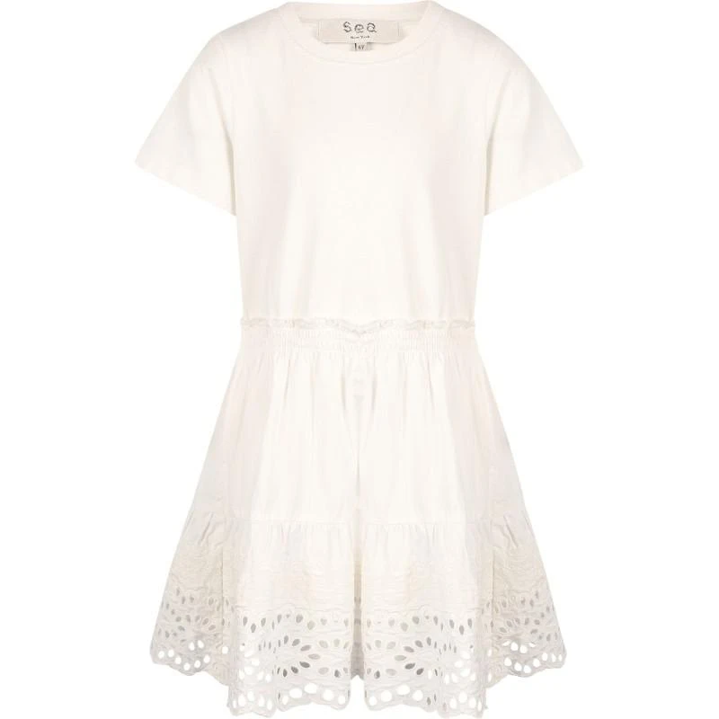 商品Sea|Lace rufling dress in white,价格¥1515,第1张图片