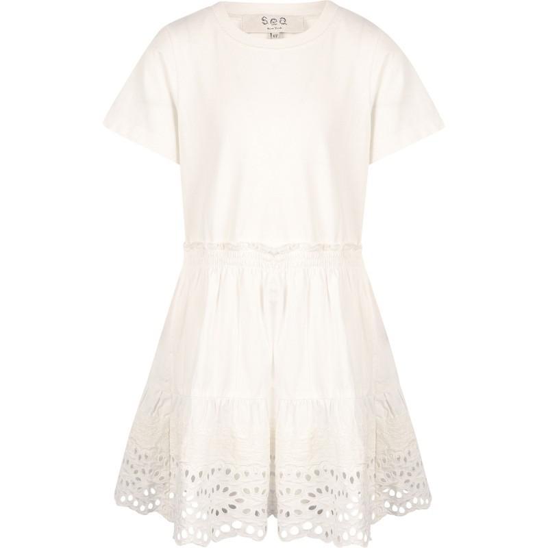 商品Sea|Lace rufling dress in white,价格¥960,第1张图片