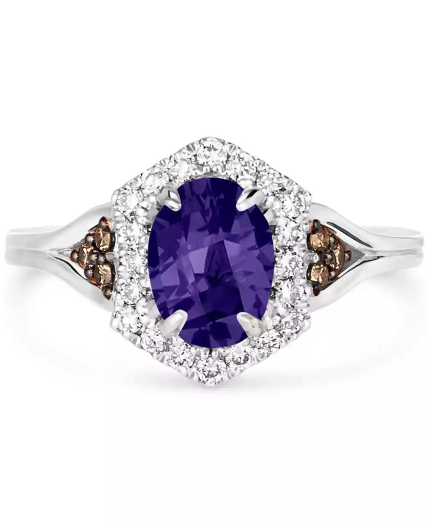 商品Le Vian|Blueberry Tanzanite (1 ct. t.w.) & Diamond (1/3 ct. t.w.) Halo Ring in 14k White Gold,价格¥9886,第2张图片详细描述