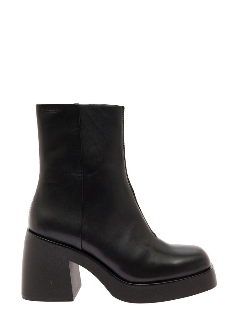 brooke Black Leather Boots Chunky Heel Woman Vagabond商品第1张图片规格展示