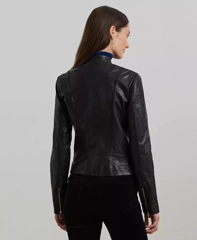 商品Ralph Lauren|Women's Tumbled Leather Moto Jacket,价格¥3718,第2张图片详细描述