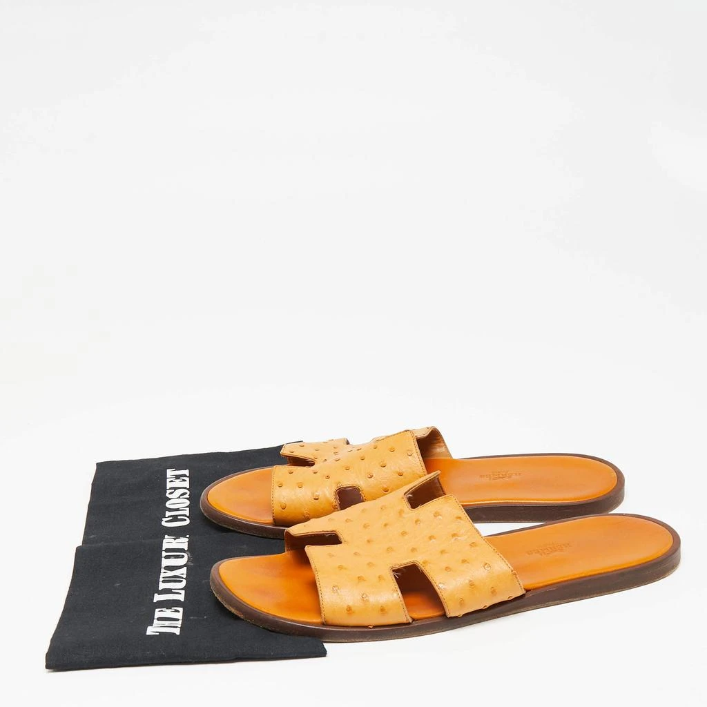 Hermes Light Orange Ostrich Leather Izmir Flat Slides Size 44.5 商品