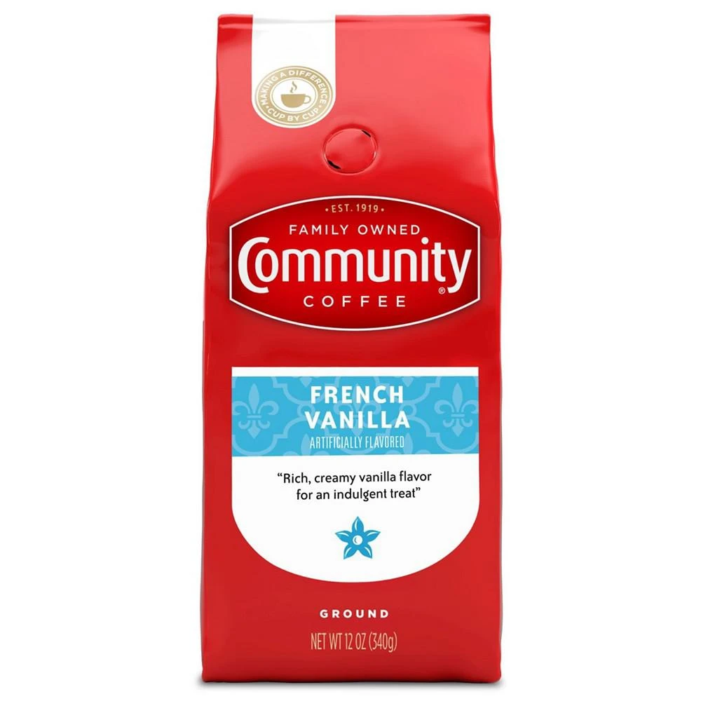 商品Community Coffee|French Vanilla Medium Roast Premium Ground Coffee, 12 Oz - 6 Pack,价格¥463,第2张图片详细描述