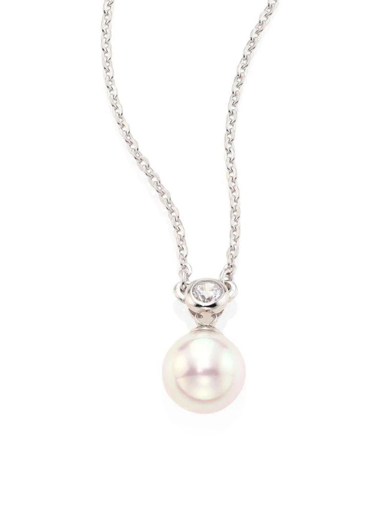 商品Majorica|8MM White Round Pearl & Crystal Pendant Necklace,价格¥863,第1张图片