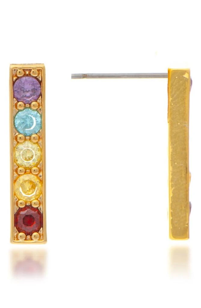 商品Rivka Friedman|18K Yellow Gold Clad Rainbow Crystal Bar Earrings,价格¥370,第1张图片