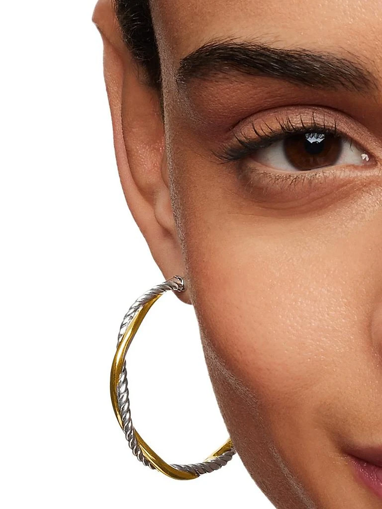 商品David Yurman|Infinity Hoop Earrings in Sterling Silver with 14K Yellow Gold, 42MM,价格¥7360,第2张图片详细描述