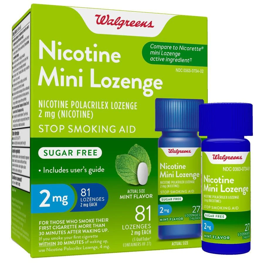 商品Walgreens|Mini Nicotine Polacrilex Lozenge, 2 mg Mint,价格¥230,第3张图片详细描述