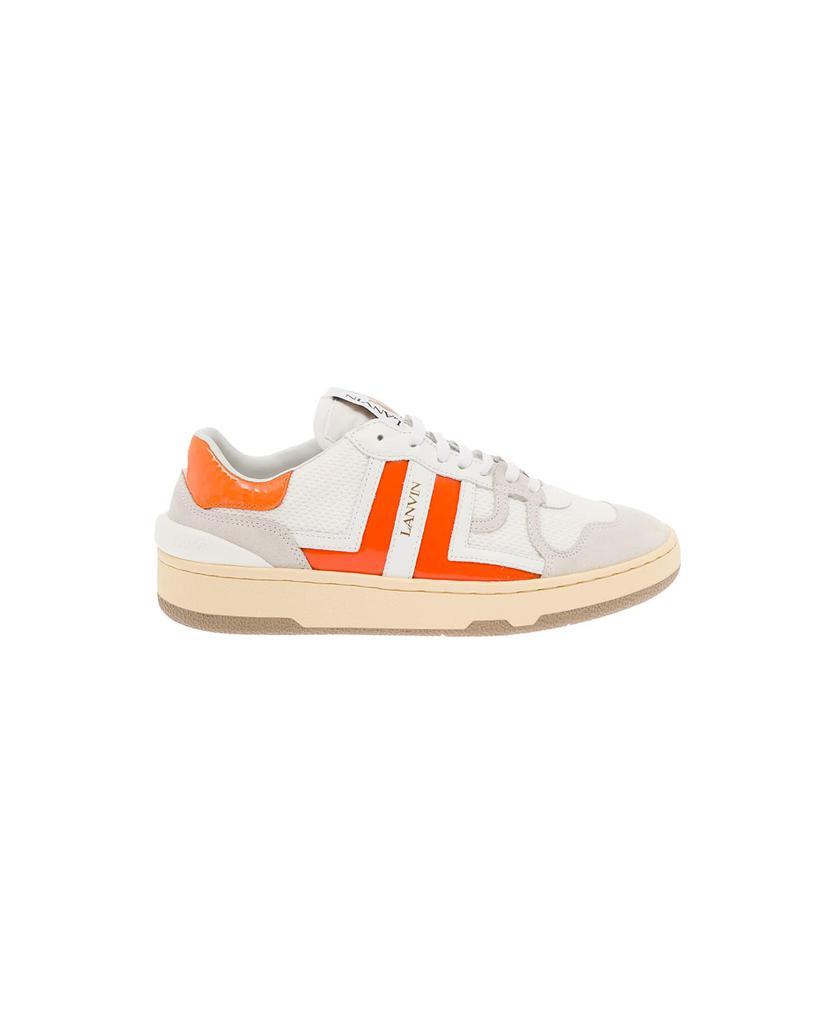 商品Lanvin|Clay Low White And Orange Leather And Mesh Sneaker Woman,价格¥3588,第1张图片