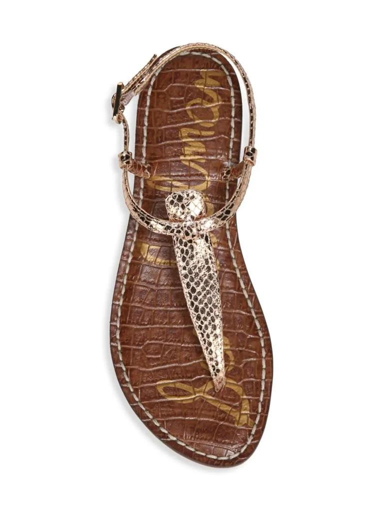 商品Sam Edelman|Gigi Rose Gold Boa Snake Print Leather Thong Sandals,价格¥528,第5张图片详细描述