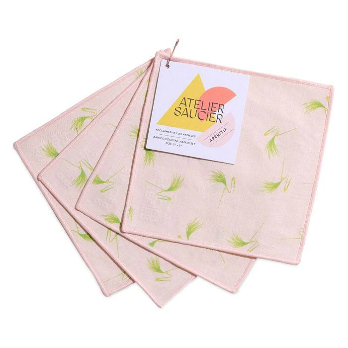 商品ATELIER SAUCIER|Flamingo Pin Cocktail Napkins, Set of 4,价格¥270,第2张图片详细描述