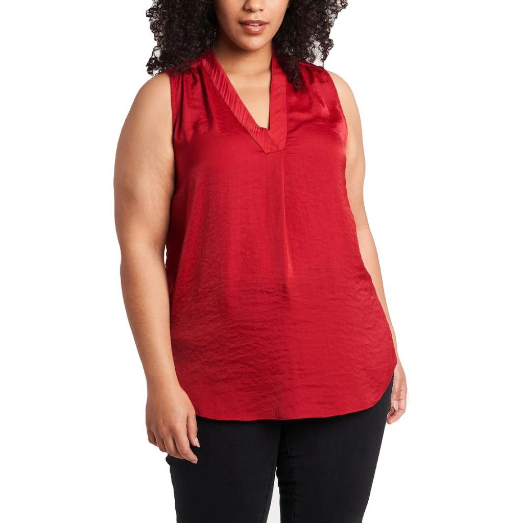 商品Vince Camuto|Vince Camuto Womens Plus Hi Low V Neck Shell,价格¥99,第1张图片