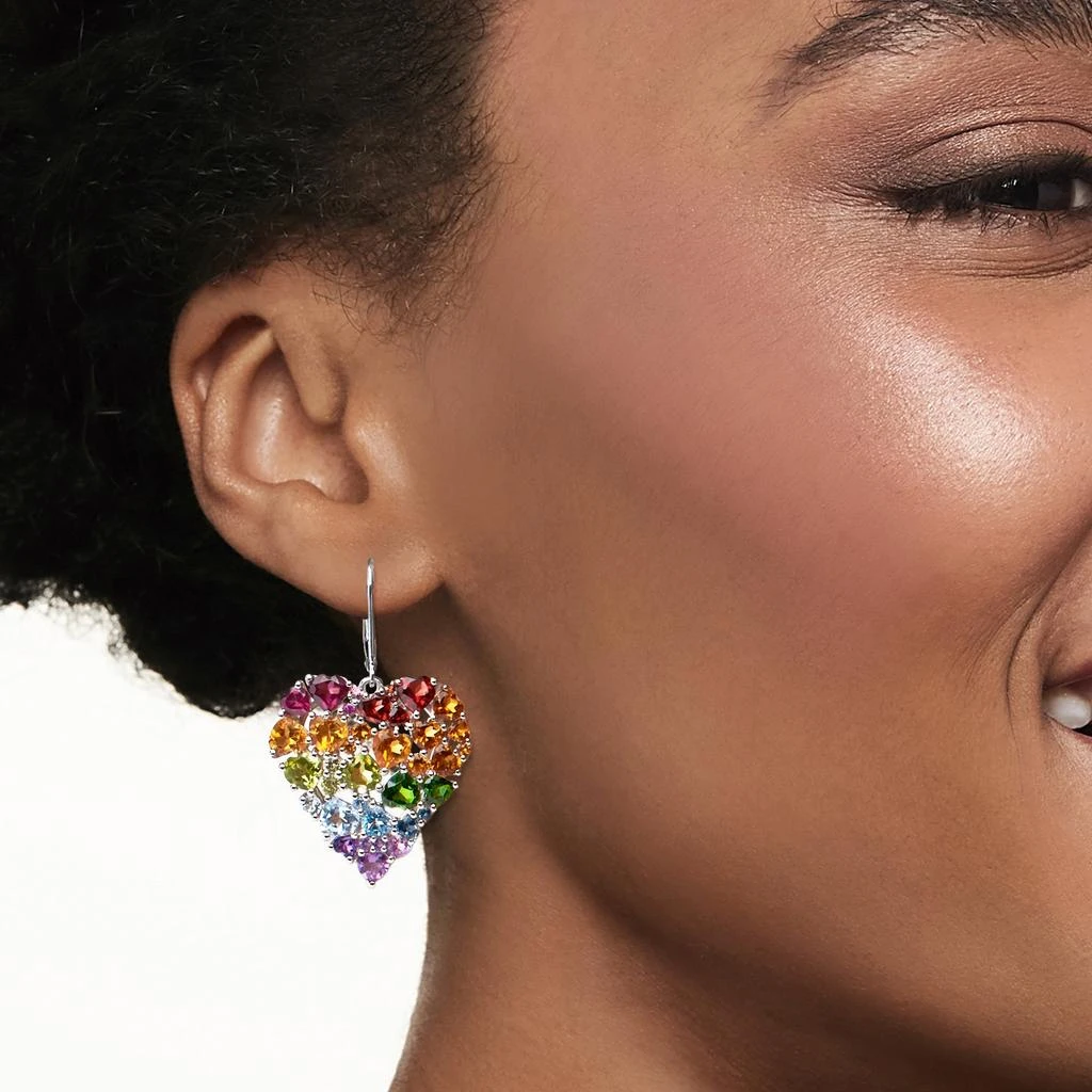 商品Ross-Simons|Ross-Simons Multi-Gemstone Heart Drop Earrings in Sterling Silver,价格¥2005,第2张图片详细描述