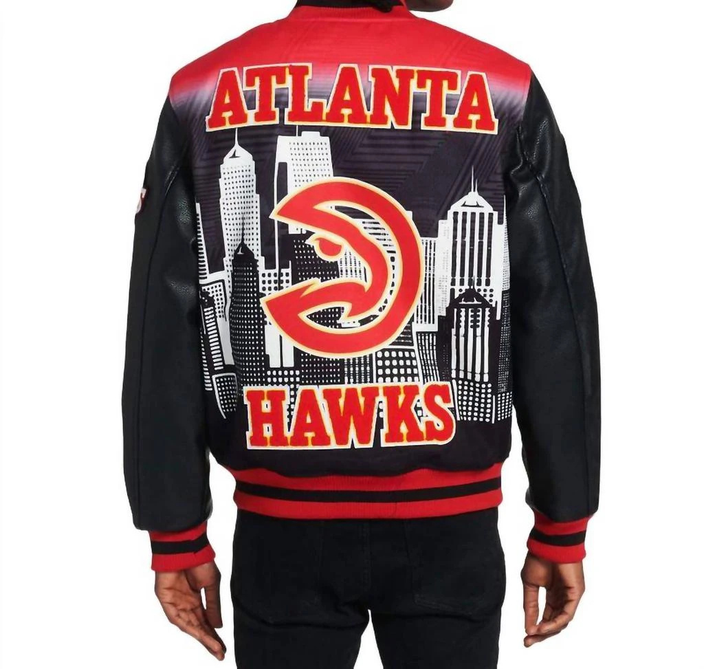 商品Pro Standard|Men's Atlanta Hawks Intervarsity Jacket In Black/red,价格¥1271,第2张图片详细描述