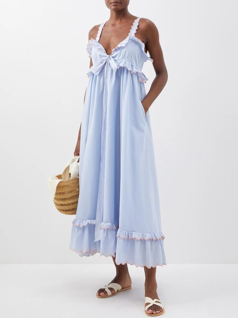 商品Thierry Colson|Valentina tie-knot ruffled cotton-poplin dress,价格¥1772,第2张图片详细描述