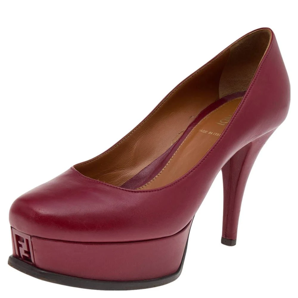 商品[二手商品] Fendi|Fendi Red Leather Fendista Platform Pumps Size 37.5,价格¥1118,第1张图片