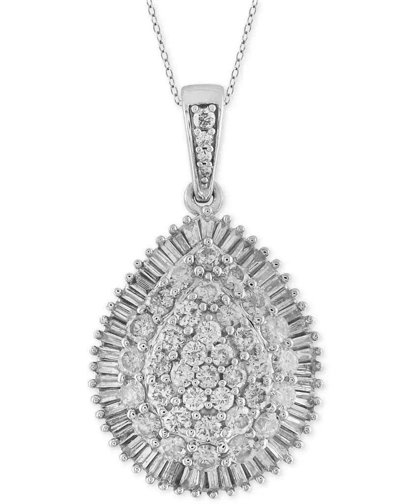 商品Macy's|Diamond Cluster Teardrop Pendant Necklace (2 ct. t.w.) in 14k White Gold,价格¥37839,第1张图片