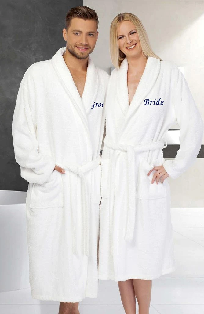 商品Linum Home Textiles|Navy Embroidered 'Groom' Terry Bathrobe,价格¥640,第2张图片详细描述