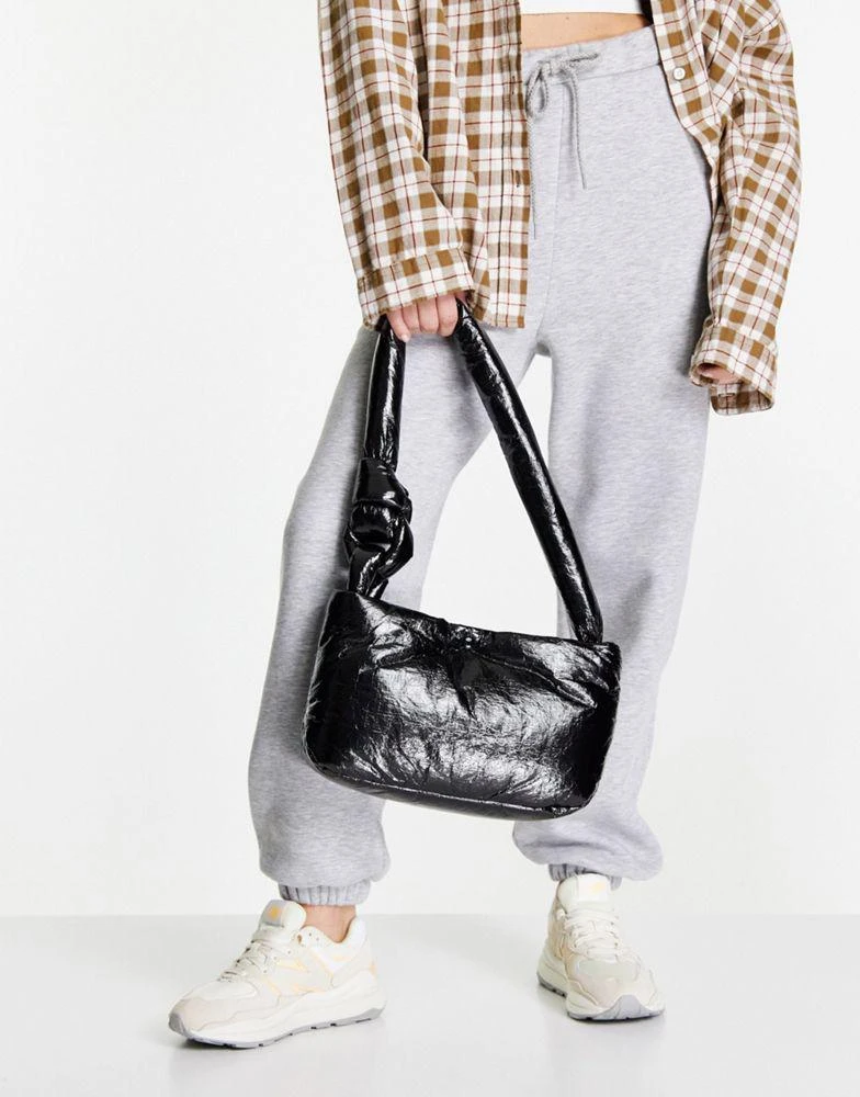 商品Topshop|Topshop wet look shoulder in black,价格¥98,第1张图片
