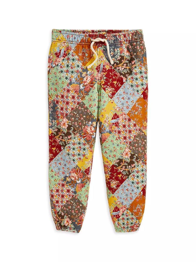 商品Ralph Lauren|Little Girl's & Girl's Patchwork-Print Fleece Jogger Pants,价格¥396,第1张图片