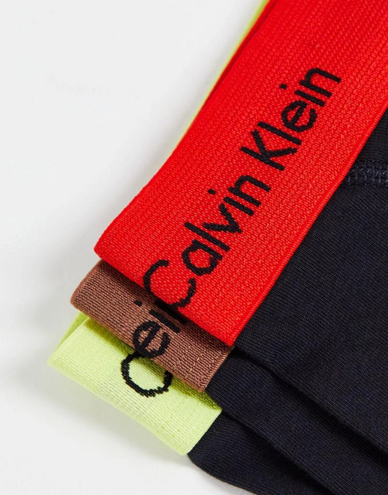 商品Calvin Klein|Calvin Klein ASOS exclusive 3 pack trunk with contrast waistband in black,价格¥389,第3张图片详细描述