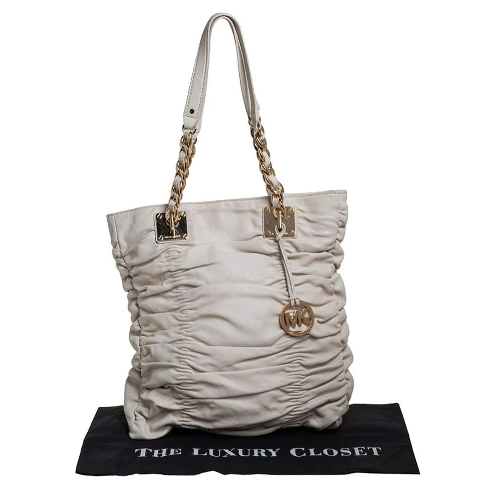 MICHAEL Michael Kors White Pleated Leather Chain Tote 商品