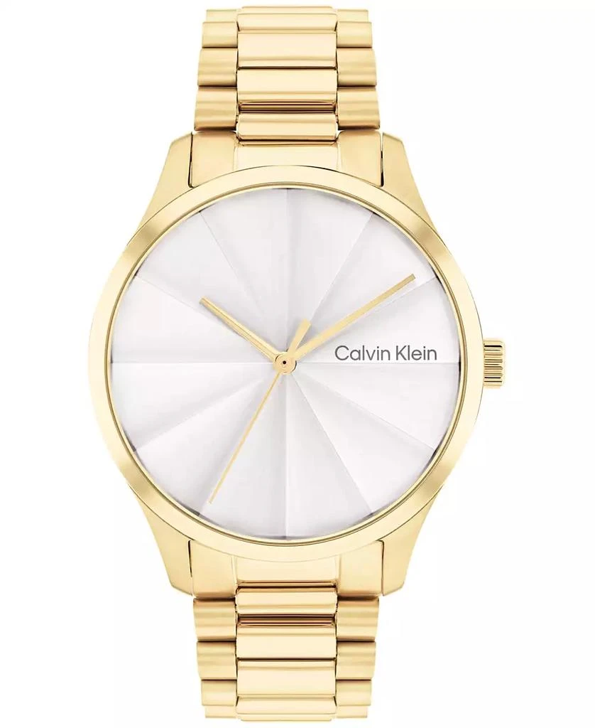 商品Calvin Klein|Unisex 3-Hand Gold-Tone Stainless Steel Bracelet Watch 35mm,价格¥595,第1张图片