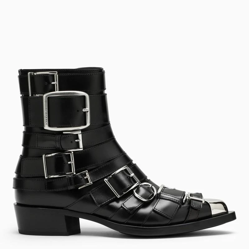 商品Alexander McQueen|Black Punk buckle boots,价格¥4677,第1张图片