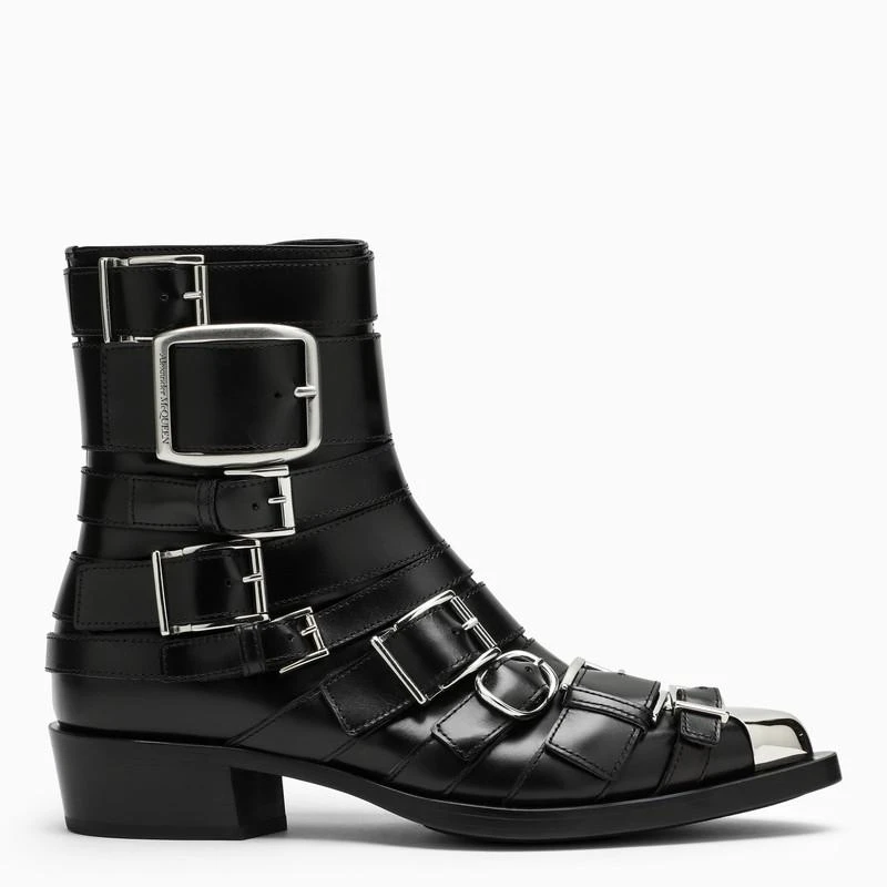 商品Alexander McQueen|Black Punk buckle boots,价格¥4733,第1张图片