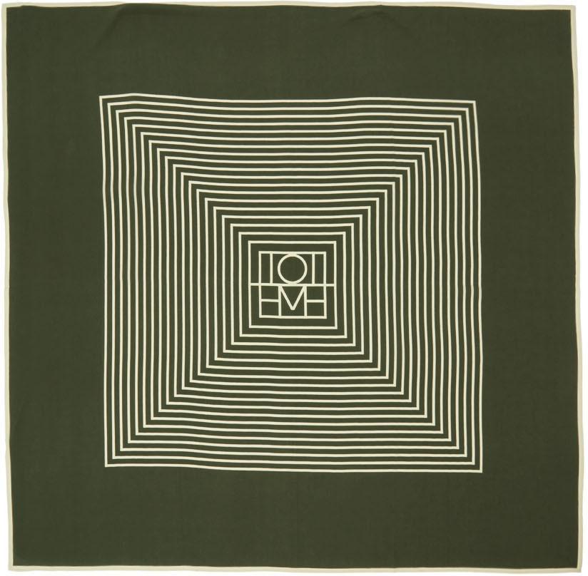 商品Totême|Green Silk Centered Monogram Scarf,价格¥1947,第1张图片