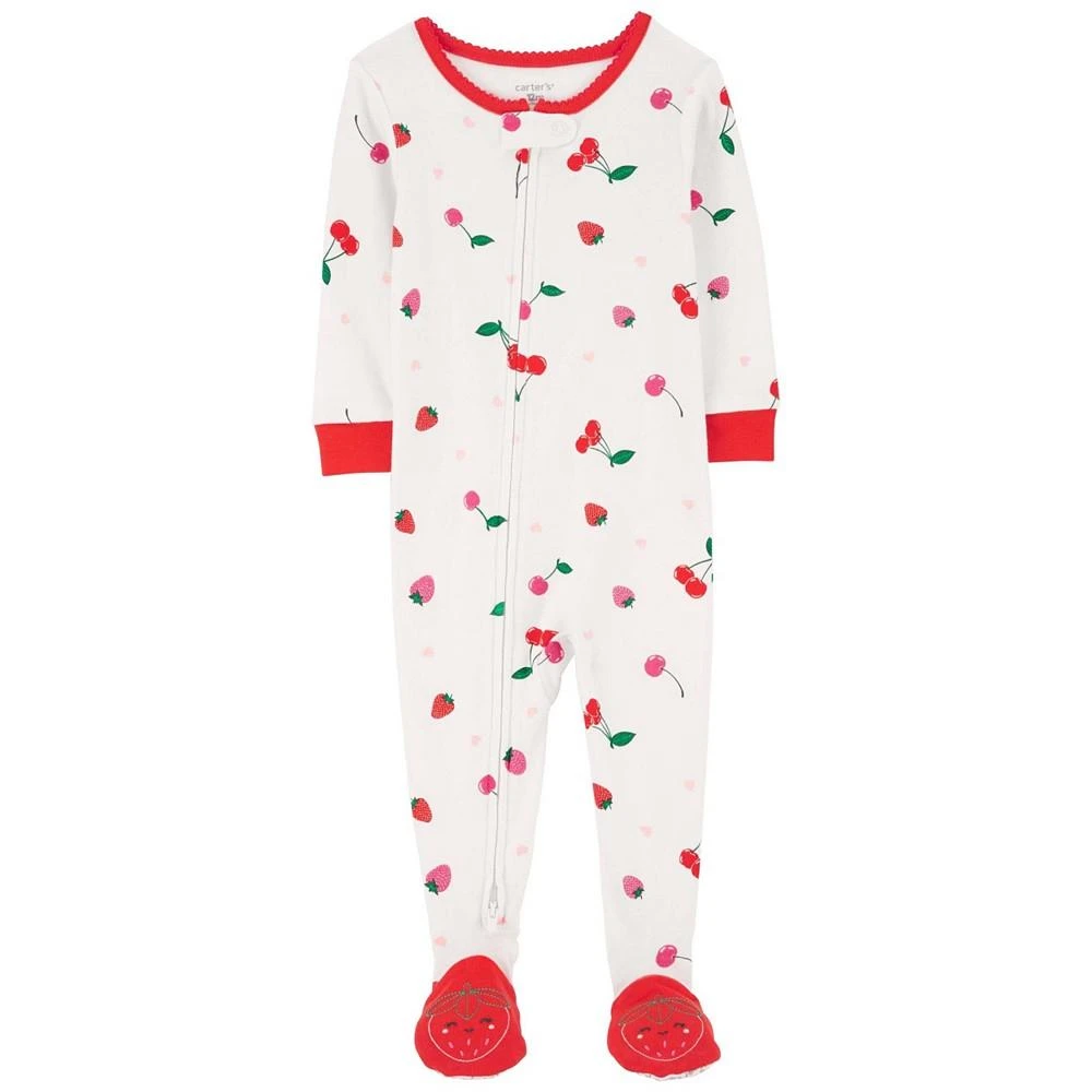 商品Carter's|Baby Girls One Piece Cherry 100% Snug Fit Cotton Footie Pajamas,价格¥131,第1张图片