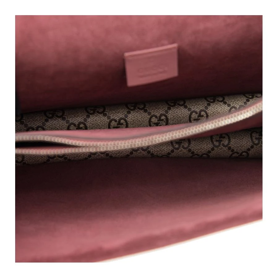 商品[国内直发] Gucci|古驰 Dionysus 酒神GG Blooms 虎头扣 老花Logo 天竺葵印花 帆布拼皮 链条斜挎单肩包 女款 乌木色/粉色,价格¥18790,第5张图片详细描述