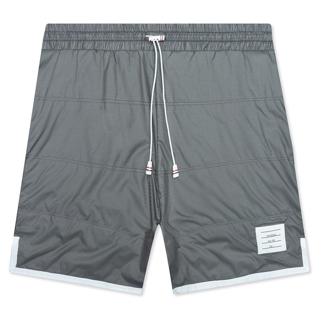 Thom Browne Track Shorts w/ Jersey Lining in Quilted Ripstop - Silver商品第1张图片规格展示
