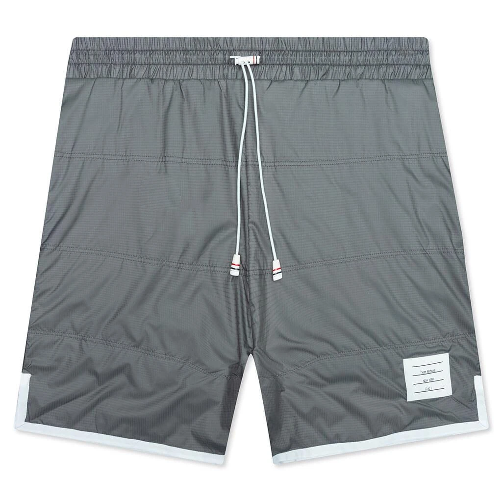 商品Thom Browne|Thom Browne Track Shorts w/ Jersey Lining in Quilted Ripstop - Silver,价格¥7460,第1张图片