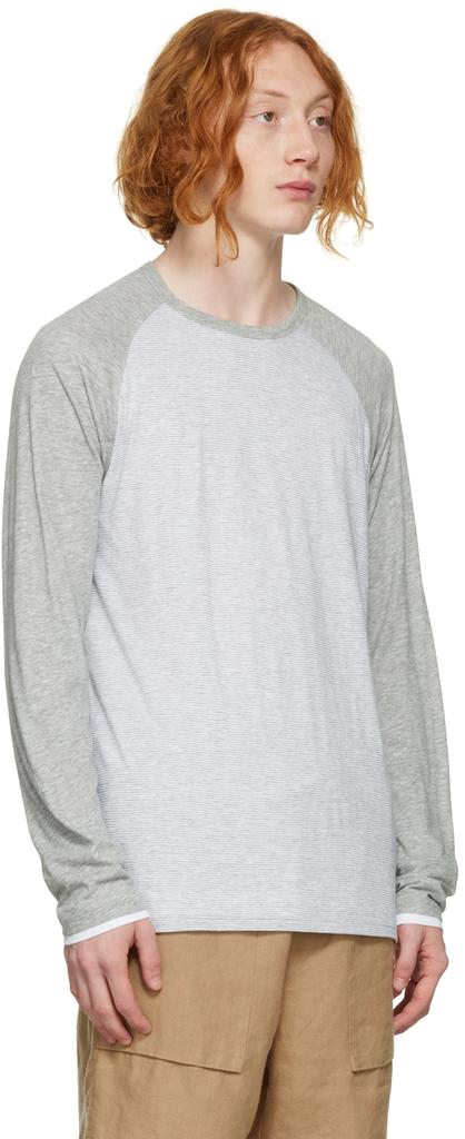 Gray Baseball Long Sleeve T-Shirt商品第2张图片规格展示