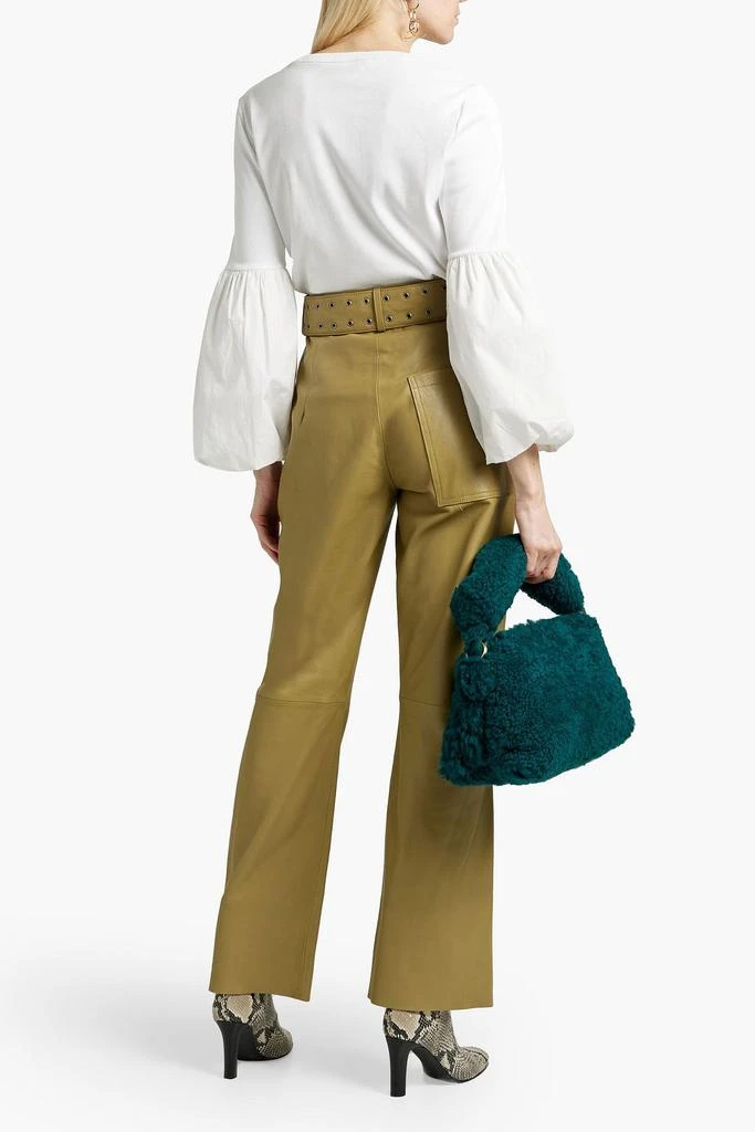 商品VERONICA BEARD|Clydes poplin-paneled ribbed Pima cotton-blend top,价格¥735,第3张图片详细描述