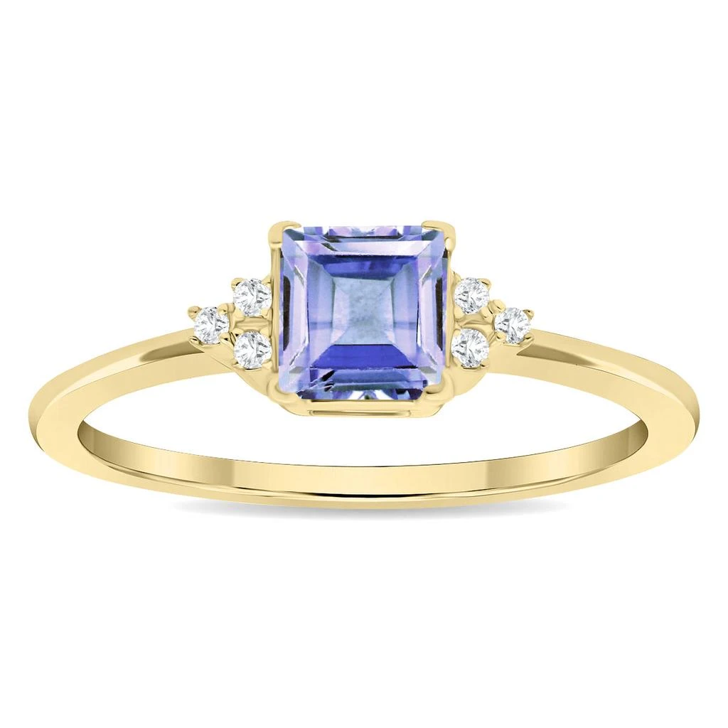 商品SSELECTS|Women's Square Shaped Tanzanite And Diamond Half Moon Ring In 10K Yellow Gold,价格¥2168,第1张图片