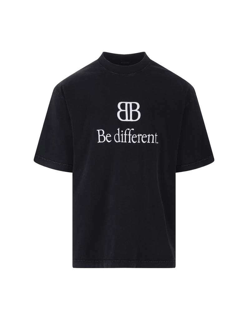商品Balenciaga|Balenciaga Man Bb Be Different Large Fit T-shirt In Black,价格¥4170,第1张图片