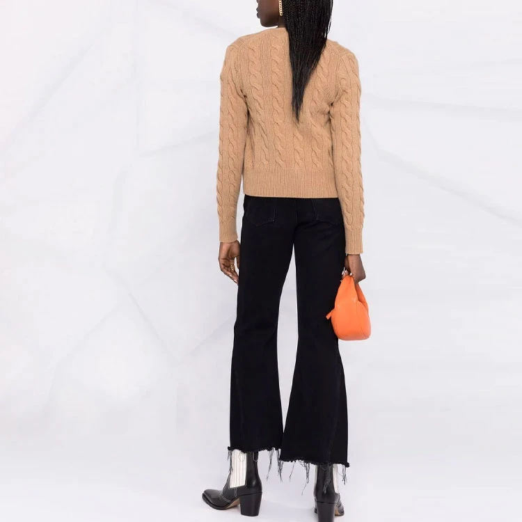 商品[国内直发] Ralph Lauren|[预售3天]FW21 粗绞花羊毛衫针织开衫外套毛衣 女款 棕色,价格¥2042,第5张图片详细描述