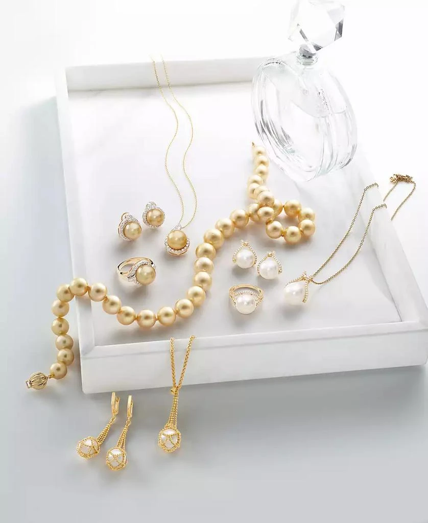 商品Effy|EFFY® Cultured Freshwater Pearl (10mm) Drop Earrings in 18k Gold Over Sterling Silver,价格¥4299,第3张图片详细描述