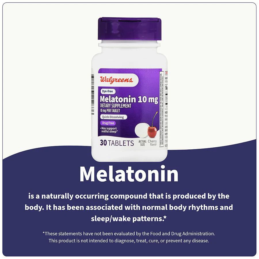 Dye-Free Melatonin 10 mg Tablets Cherry 商品