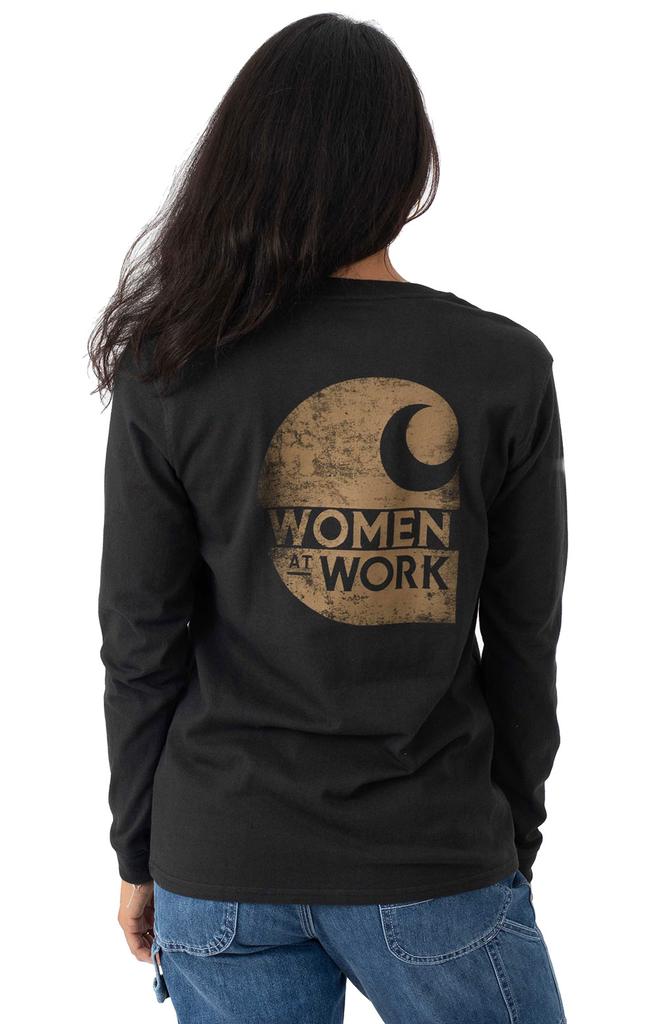 (104963) L/F HW L/W Pocket Women at Work Graphic T-Shirt - Black/Carhartt Brown商品第4张图片规格展示