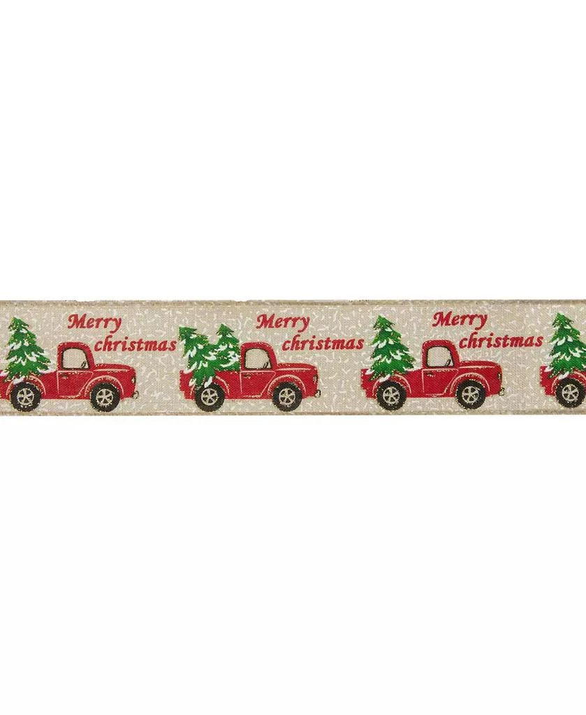 商品Northlight|Vintage-like Trucks With Christmas Trees Wired Craft Ribbon, 2.5" X 16 Yards,价格¥237,第1张图片