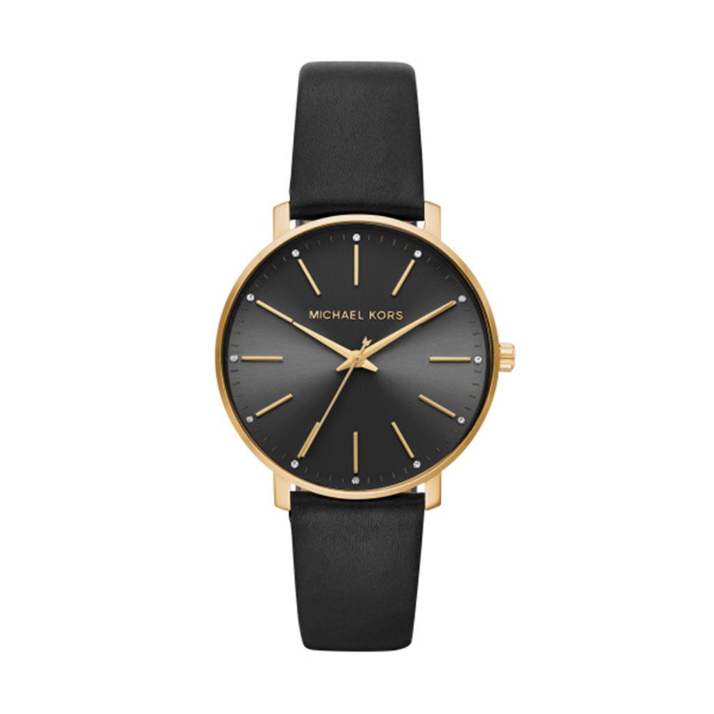 MICHAEL KORS Watches Women Black Leather Strap商品第1张图片规格展示