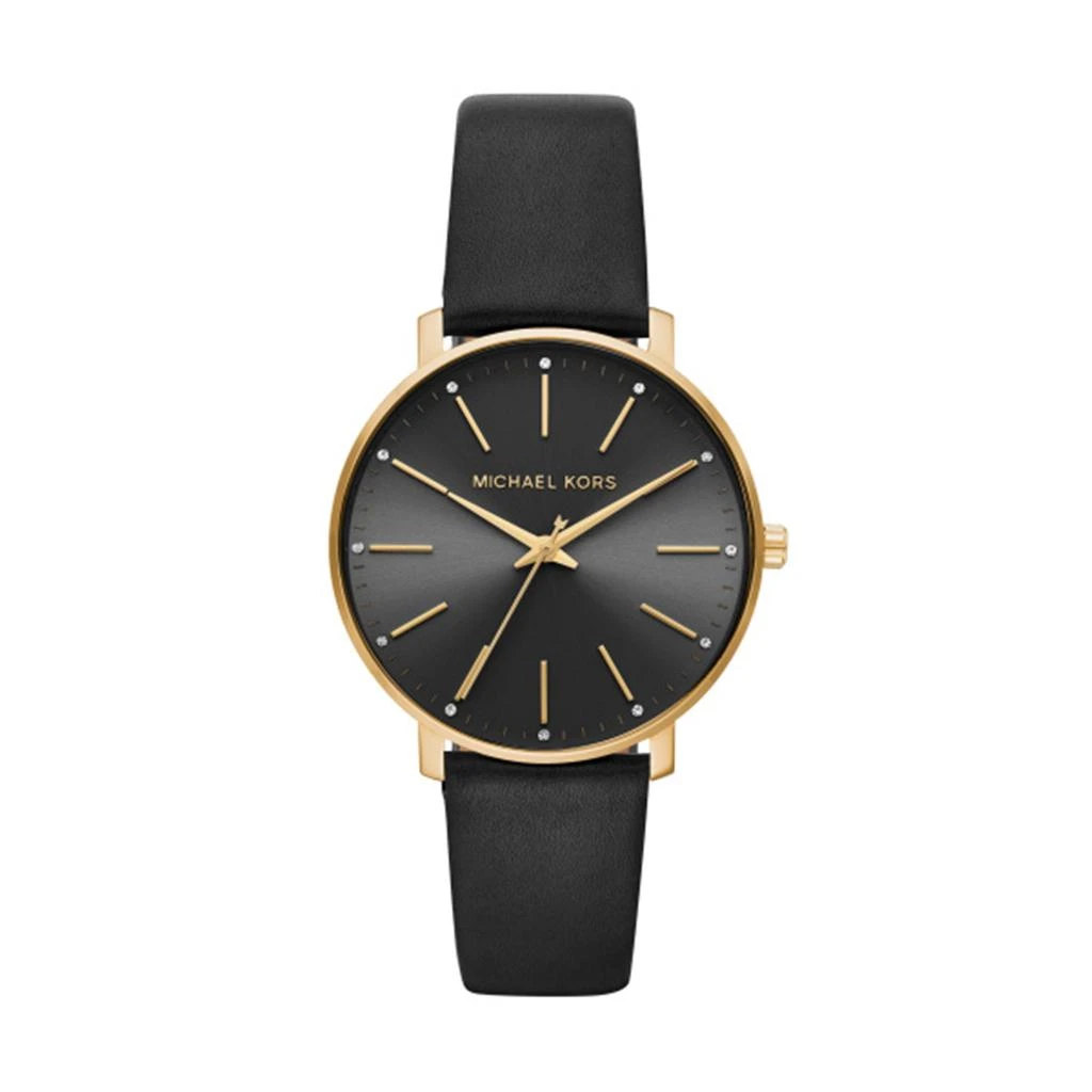 商品Michael Kors|MICHAEL KORS Watches Women Black Leather Strap,价格¥1444,第1张图片