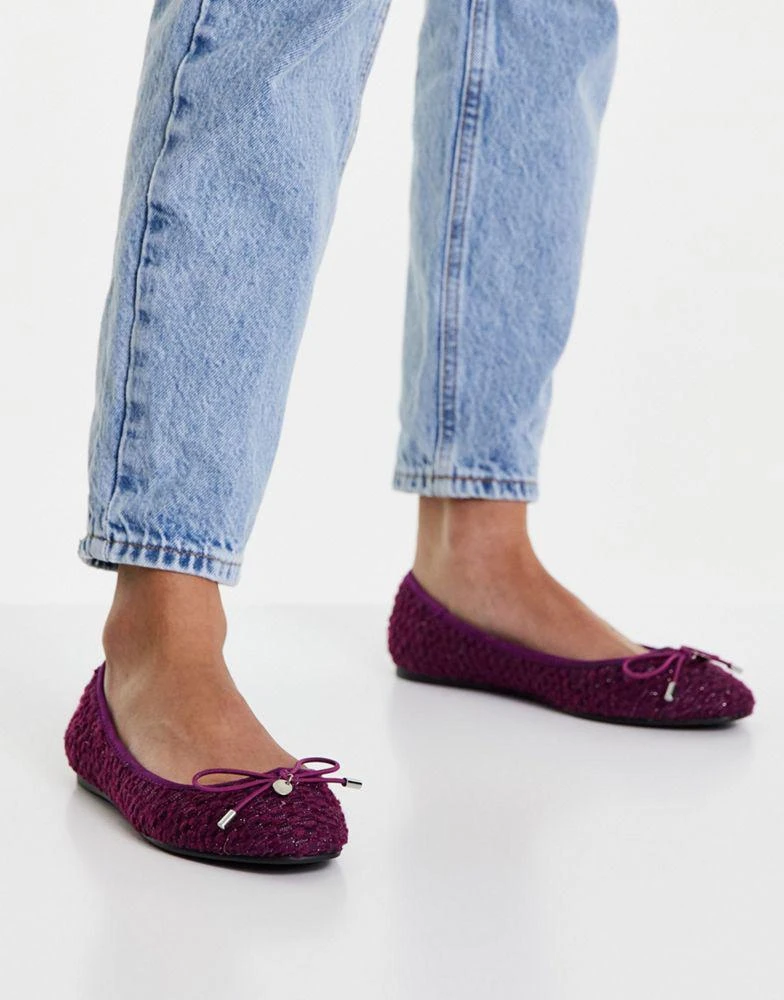 商品ASOS|ASOS DESIGN Wide Fit Lallie ballet flats in purple tweed,价格¥70,第3张图片详细描述