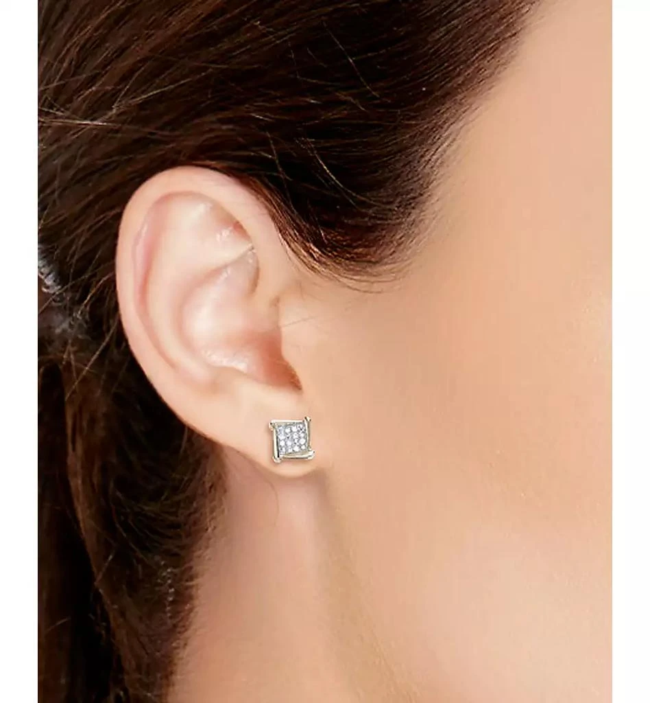 商品Macy's|Diamond Accent Square Stud Earrings in 10k White, Yellow or Rose Gold,价格¥752,第4张图片详细描述